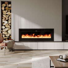 42 Inch Black Electric Fire Upgraded Media Wall Electric Fireplace