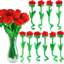 10/18 Pcs Plush Rose Flower Stuffed Rose Flower Bendable Stems Plush Bouquet Toy Soft Rose Flower 12.6 Inch for Graduation 2024 Mother's Day