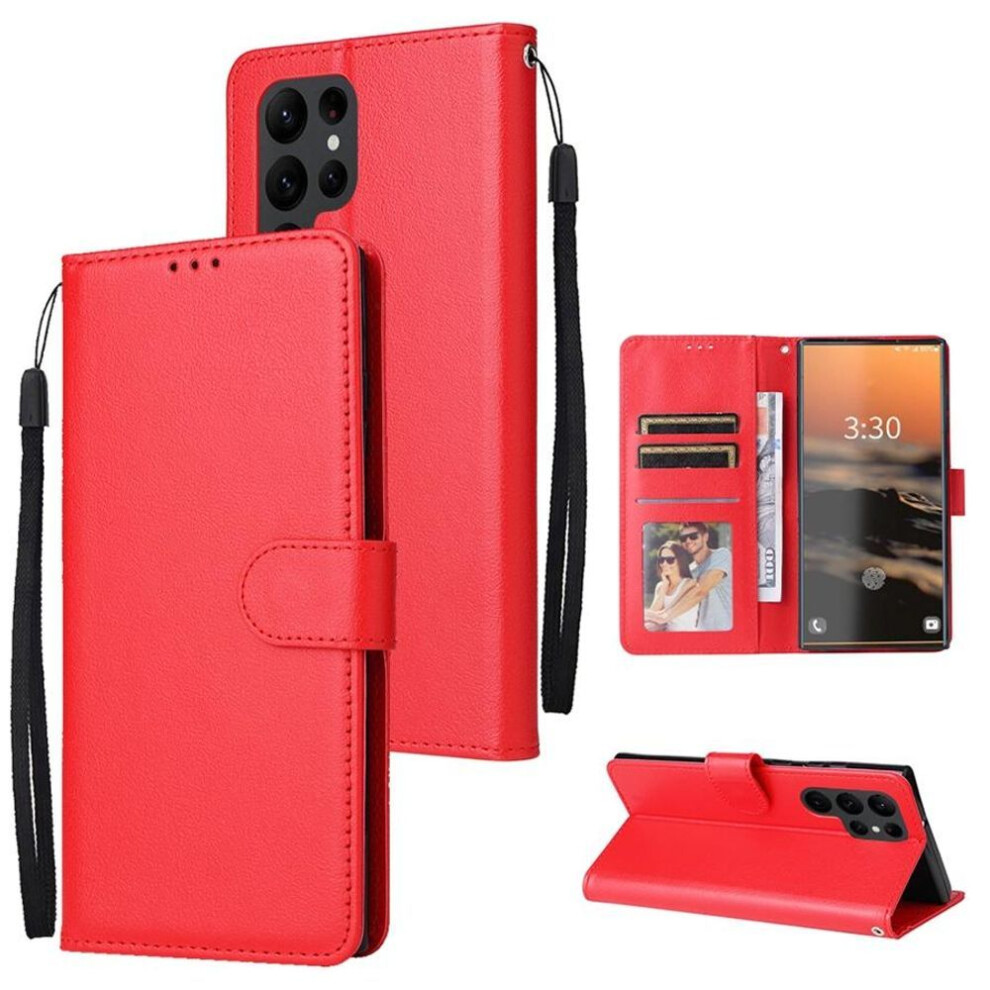 (red, Samsung S20 FE) Luxury Retro Pu Leather Flip Wallet Cover Case For Samsung Galaxy S23 Ultra S22 S21 Fe S20 S10 Plus A04s A13 A14 A34 A52 A53 A54 A73 Shockproof Case