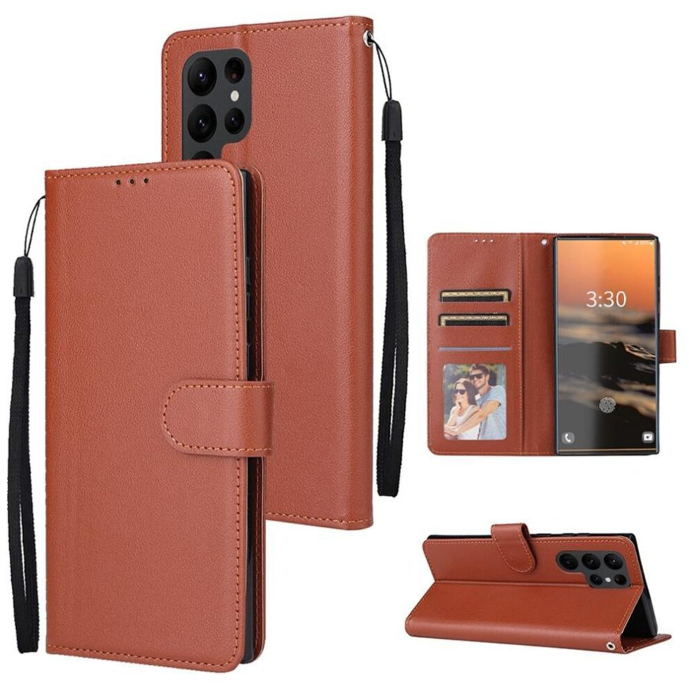 (brown, Samsung S10E) Luxury Retro PU Leather Flip Wallet Cover Case for Samsung Galaxy S23 Ultra S22 S21 FE S20 S10 Plus A04s A13 A14 A34 A52 A53 A54 A73 Shockproof Case