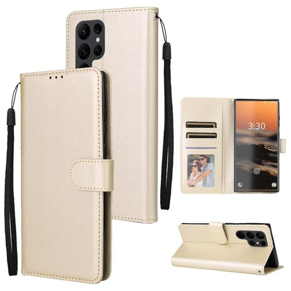 (gold, Samsung S22 Ultra) Luxury Retro PU Leather Flip Wallet Cover Case for Samsung Galaxy S23 Ultra S22 S21 FE S20 S10 Plus A04s A13 A14 A34 A52 A53 A54 A73 Shockproof Case