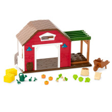 Lil Woodzeez - Happy Harvest Farm Playset - 20 Pcs Doll Playset med Farmer & Garden tilbeh?r - foregive at lege leget?jsstal for b?rn i alderen 3