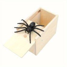 Caja de broma de la araña de madera 1pc - Kit de broma práctica de regalos divertidos para varios tipos de habitaciones, uso interno y exterior