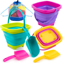 Sloosh 3 pakker sammenfoldelig spand - sammenfoldelig spand med sandskovle og mesh rygs?k til b?rn sm?b?rn strand leget?j p?ske?g jagt camping re