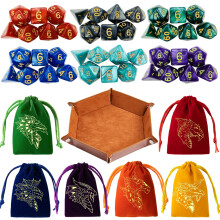 DND-Wrfel-Set, 42-teilig, polyedrisch, Dungeons and Dragons, rollende Wrfel fr D&D, RPG, MTG, Tischspiele, Wrfel-Gropackung mit bunten Kordelzug