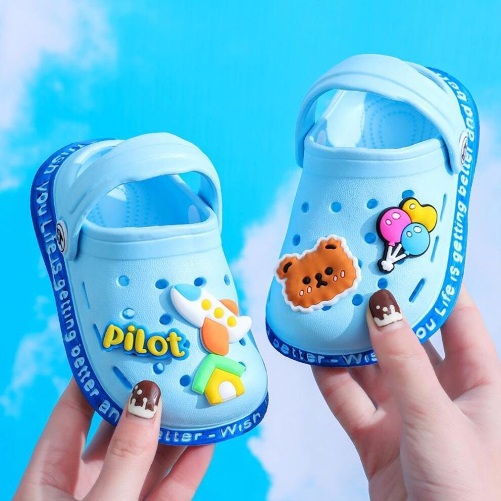 (blue, 20) Kids Baby Girls Boys Cute Infant Non-slip Soft Bottom Toddler Home Children Hole Cool Sandals Slippers Cartoon Cave Hole Shoes