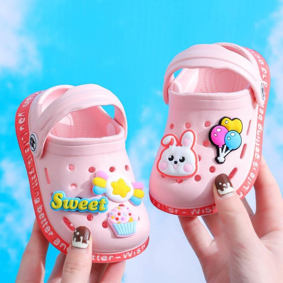 (pink, 23) Kids Baby Girls Boys Cute Infant Non-slip Soft Bottom Toddler Home Children Hole Cool Sandals Slippers Cartoon Cave Hole Shoes