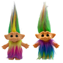 Juego de 2 mu   ecos troll retro vintage de la suerte, crom   ticos, adorables para coleccionar, proyectos escolares, manualidades y recuerdos de fie