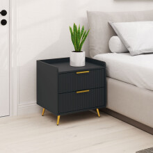 HOMCOM Bedside Table with 2 Drawers for Bedroom, Living Room, Black