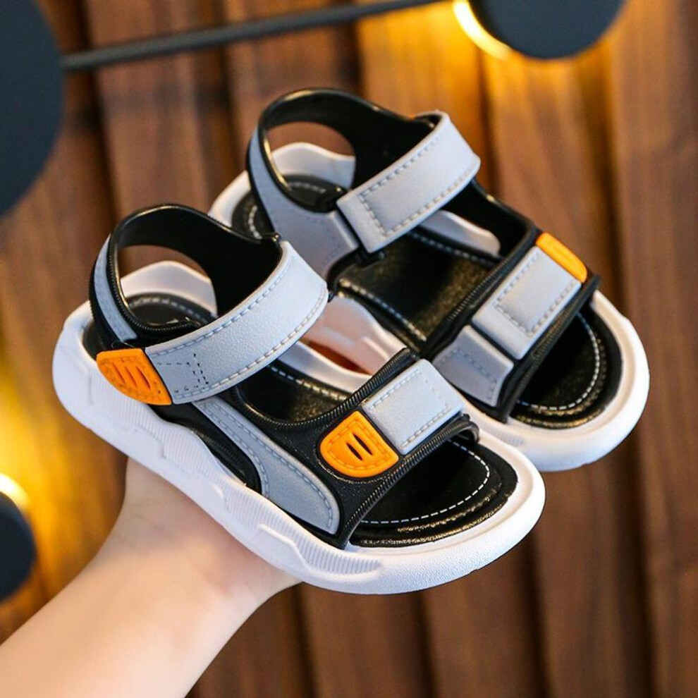 (gray, 21) Children&apos;s Korean Version Of Non-slip Soft Bottom Velcro Small Medium And Big Boys Beach Shoes Baby Sandals Footwear Outdoor