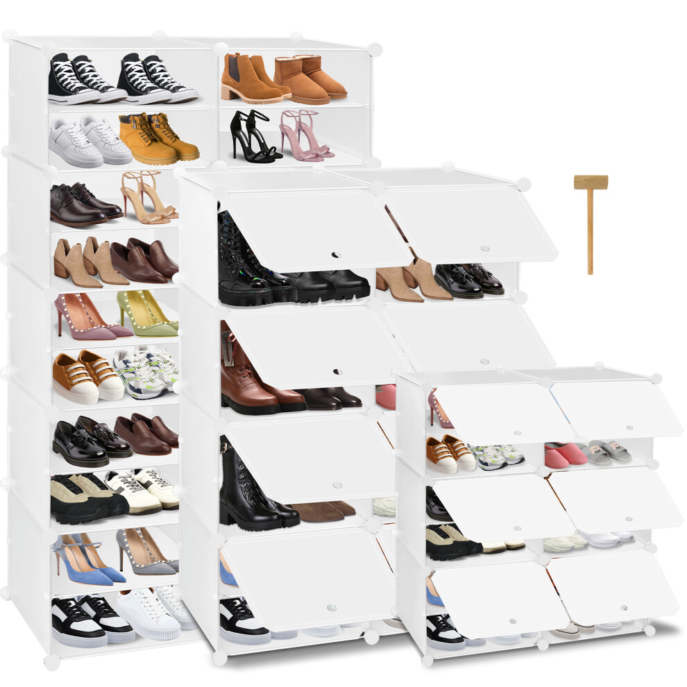 (8 Slots) Shoe Rack Organizer with Doors, Storage Cubes for Closet or Wardrobe, Dustproof Shoe Cabinet for Shoes, Books, and Toys, Modular Design