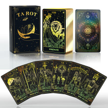 Carte dei tarocchi WJPC con bordo in lamina d'oro con set di guide e confezione regalo per principianti ed esperti. Mazzi di carte dei Tarocchi d