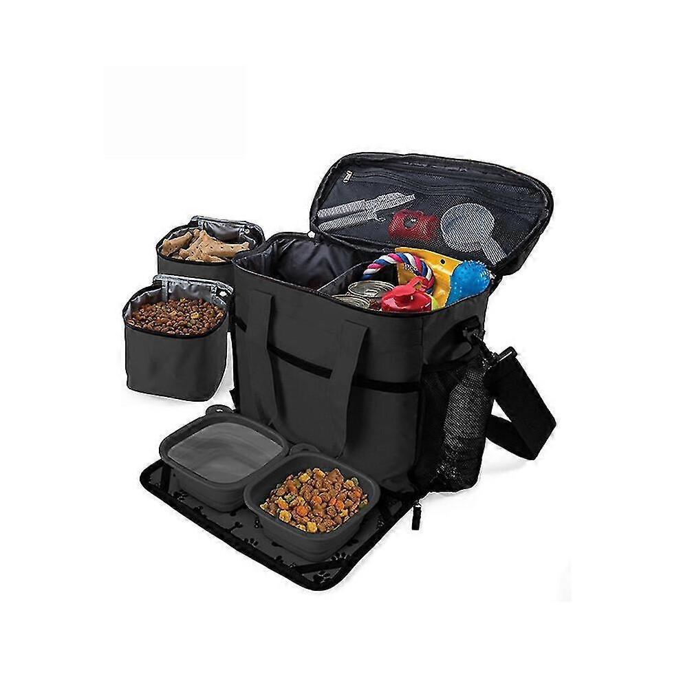 Dog Travel Bag - 5-Piece Organiser Set with Shoulder Strap, 2 Food Containers and 2 Foldable Bowls-image-OPC-PG6XZPB-NEW