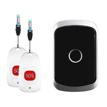 (Style B, Black) Caregiver Call Button EU Wireless Emergency SOS Smart Doorbell Nurse Call Bell 2 Call Buttons and 1