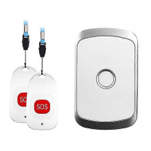 (Style A, Silver) Caregiver Call Button EU Wireless Emergency SOS Smart Doorbell Nurse Call Bell 2 Call Buttons and 1