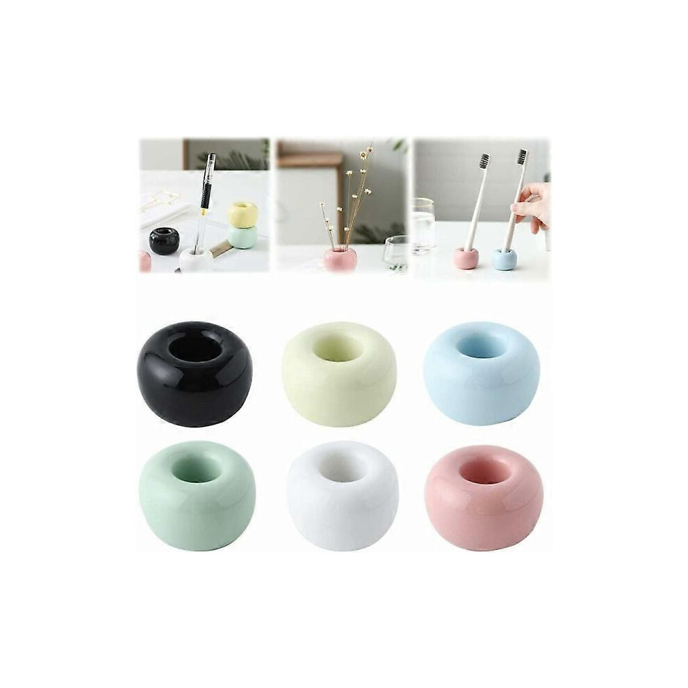 Ceramic toothbrush holder, 6-pack mini ceramic toothbrush holder Stand Ceramic pen holder Ceramic makeup brush holder Toothbrush storage