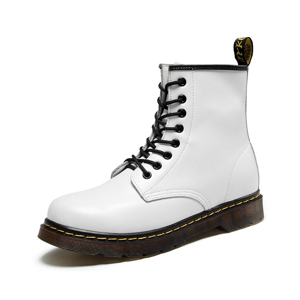 (white, 37) Leather Martin Boots High-top Men Women  Round