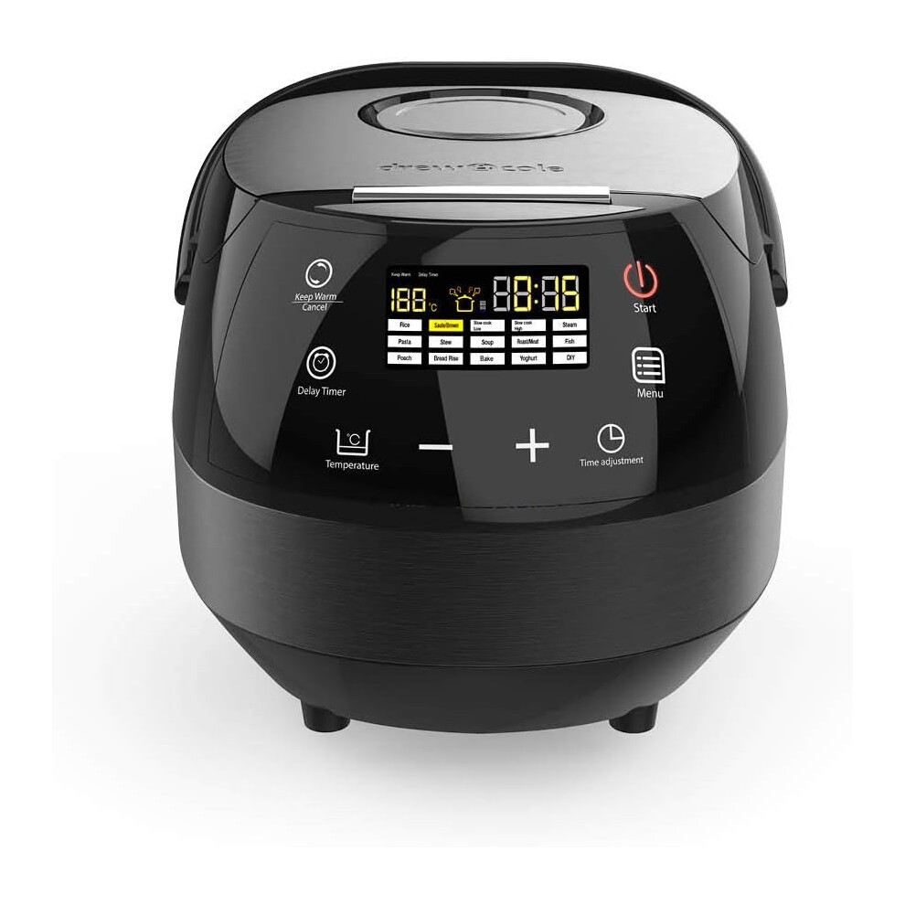 (5 Litres, Charcoal) CleverChef 14-in-1 Multi Cooker, Stew, Roast, Slow Cooker, Steam, Bake, Bread Maker, Rice, Soup Maker and more, Cooks 5 Portions,