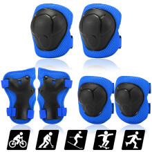 (Blue) Kids Knee Pads Set 6 in 1 Protective Gear Kit Knee Elbow Pads with Wrist Guards Children Safety Prot