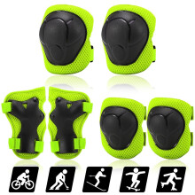 (Yellow) Kids Knee Pads Set 6 in 1 Protective Gear Kit Knee Elbow Pads with Wrist Guards Children Safety Prot