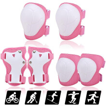 (Pink) Kids Knee Pads Set 6 in 1 Protective Gear Kit Knee Elbow Pads with Wrist Guards Children Safety Prot