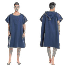 (Blue) Microfiber Hooded Towel Men Women For Swim Beach Travel Quick Dry Changing Robe Cape Bath Towel Bathrobe Surf Poncho Sauna Playa