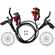 (Front right - Rear left - 160m, Red) Bicycle Hydraulic Disc Brakes Front Rear Calipers Set for MTB Mountain Bike Left Right Brake Lever K