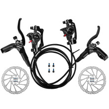 (Front left - Rear right - 160m, Black) Bicycle Hydraulic Disc Brakes Front Rear Calipers Set for MTB Mountain Bike Left Right Brake Lever K