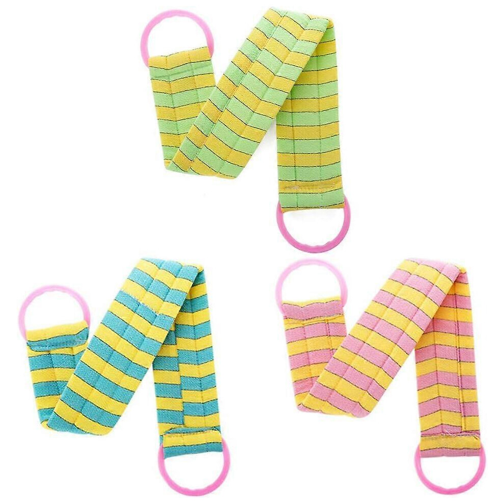 3pcs Loofah Exfoliating Back Scrubber Back Washer Bath Brush Body Sponges Luffa with Back Strap for Men and Women