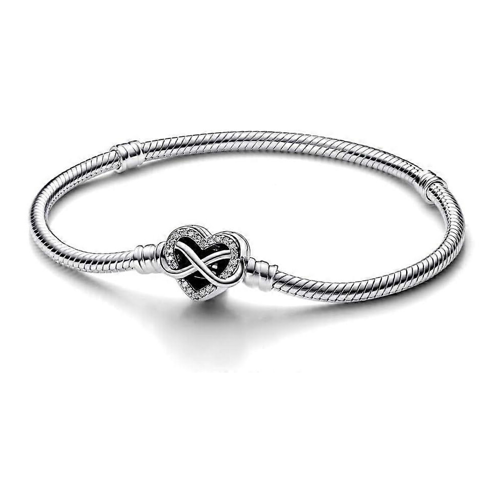 (17CM) Women's Silver Bracelet Sparkling Infinity Heart Design