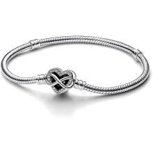 (16CM) Women's Silver Bracelet Sparkling Infinity Heart Design