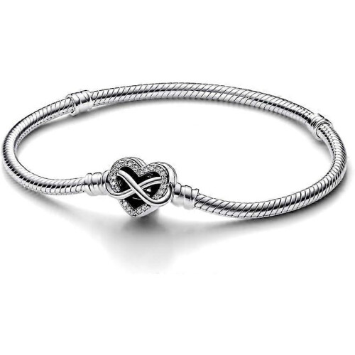 (16CM) Women's Silver Bracelet Sparkling Infinity Heart Design