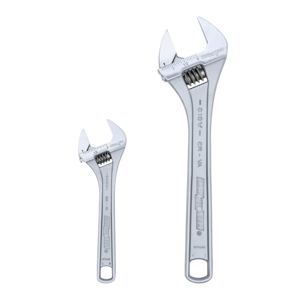 Photos - Other Hand Tools Channellock WS-2 Adjustable Wrench Set Chrome 2-Piece 387-WS-2