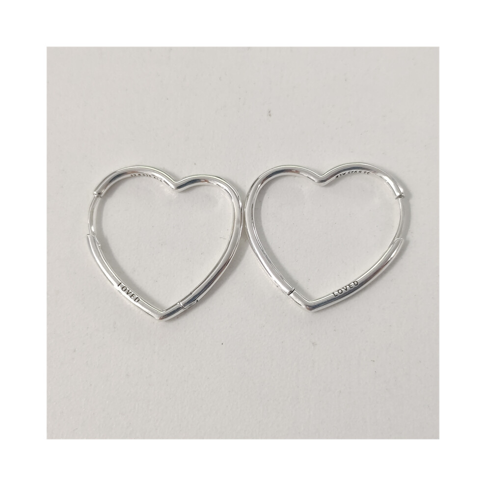 Pandora Sterling Silver Asymmetric Hearts of Love Hoop Earrings
