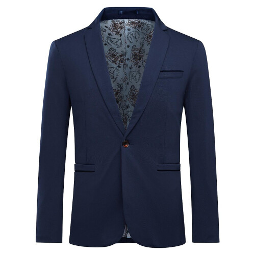 (Dark Blue, S) Allthemen Mens Casual Solid Regular Fit Notched Lapel Blazer