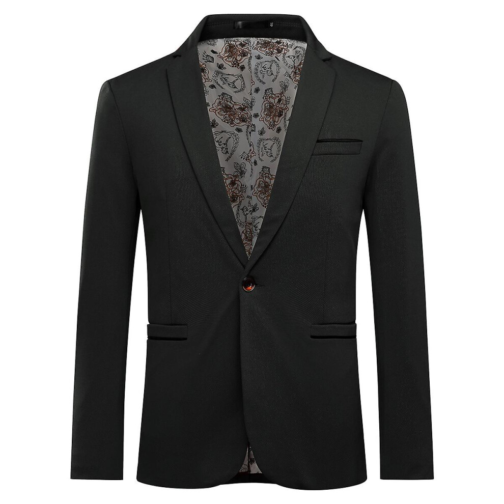 (Black, XS) Allthemen Mens Casual Solid Regular Fit Notched Lapel Blazer