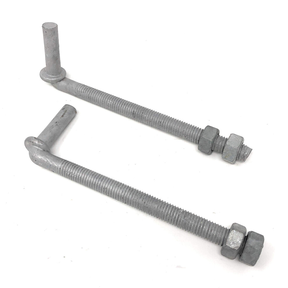 Boulon en J galvanis    avec 2    crous attach   s, paquet de 2 pi   ces 5/8"""" x 6""""