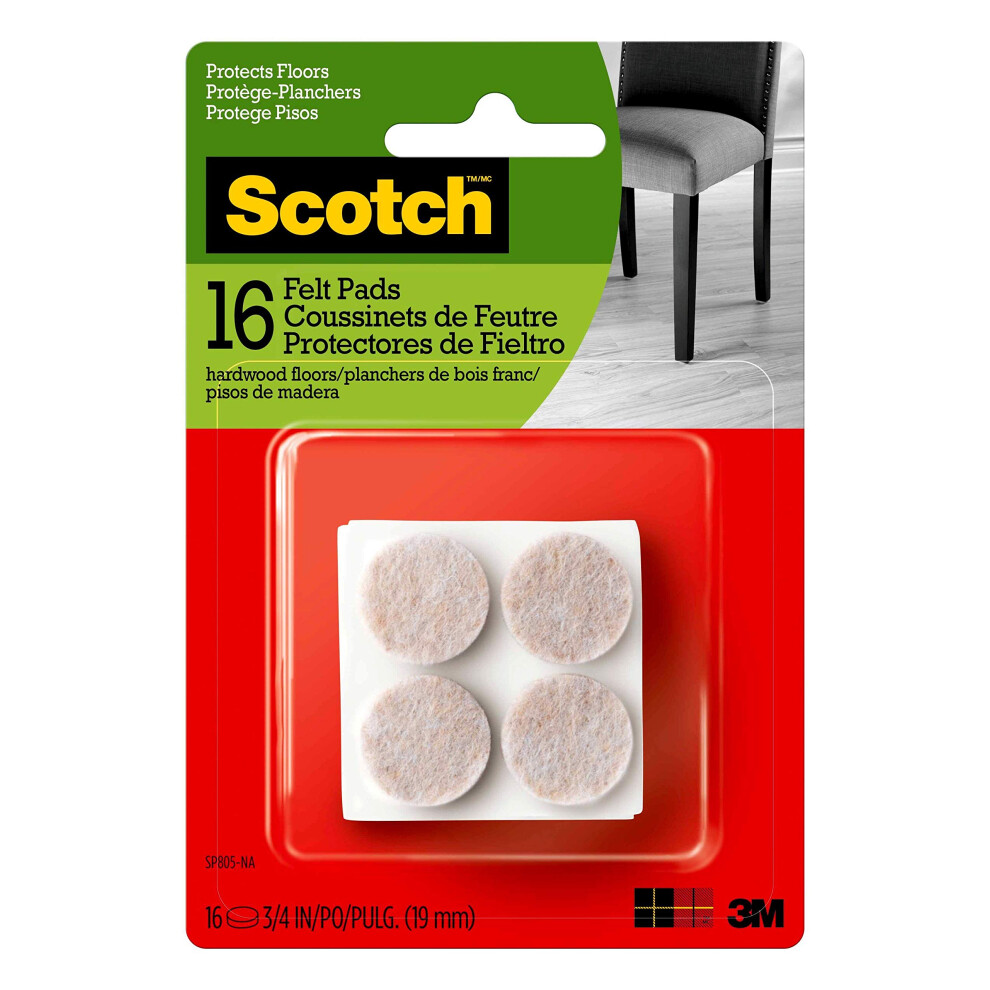 3M Company SP805-NA Scotch Felt Pads  White  16 Piece