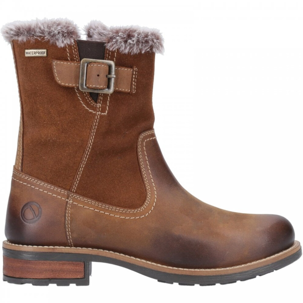(5 (Adults'), Tan) Kemerton Tan Waterproof Ladies Zip-up Leather Boots