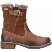 (6 (Adults'), Tan) Kemerton Tan Waterproof Ladies Zip-up Leather Boots