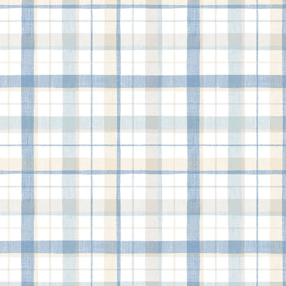 Papier peint     carreaux en lin Norwall CK36629 Bleu Beige