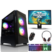 (GTX 1650 (4GB), 22'' Brand New) Gaming PC Bundle i7 4th Gen 16GB 1TB + SSD W10 - Refurbished
