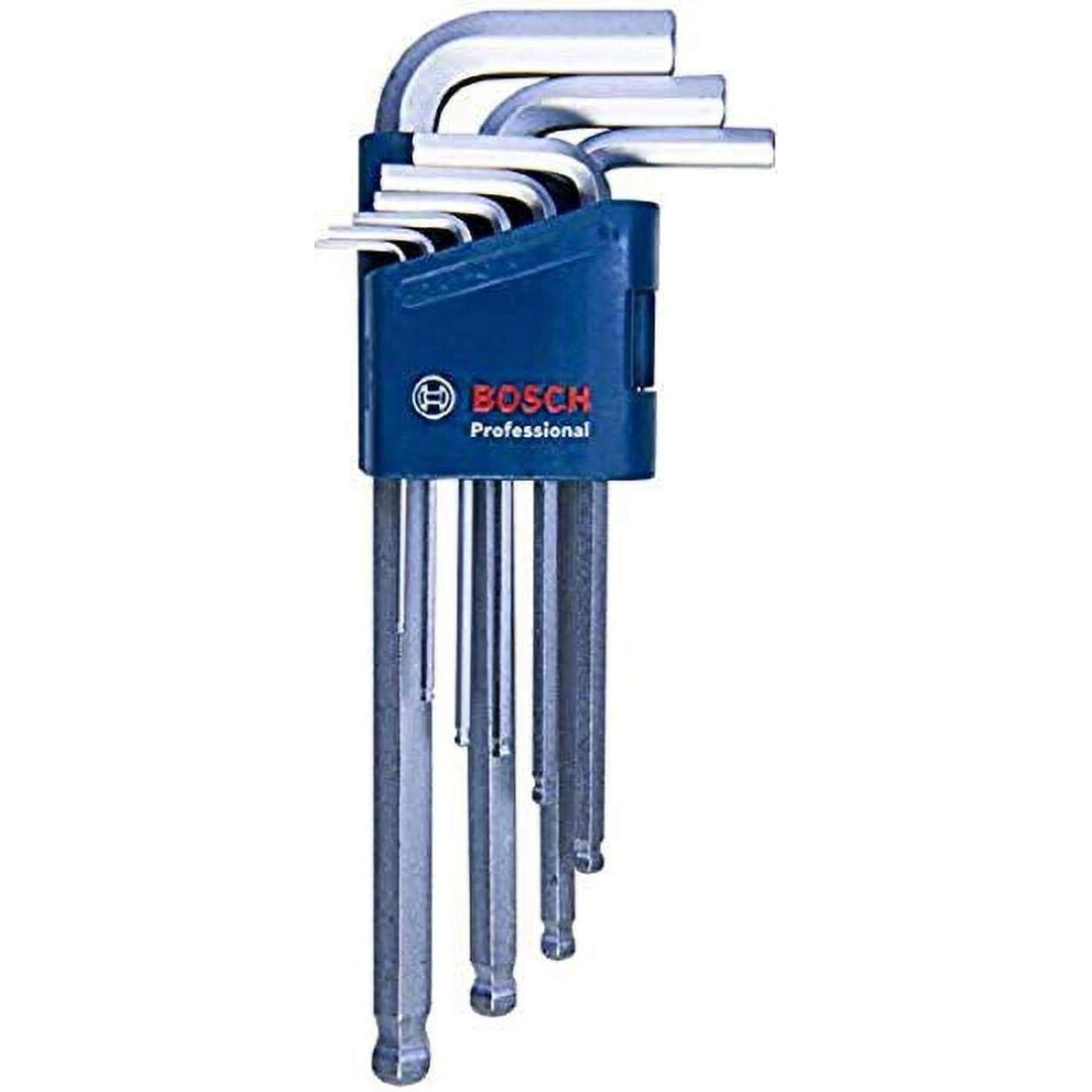 Bosch Professional 1600A01TH5 Allen Key Set HEX 9Piece Angled Wrench 15100mm Blue