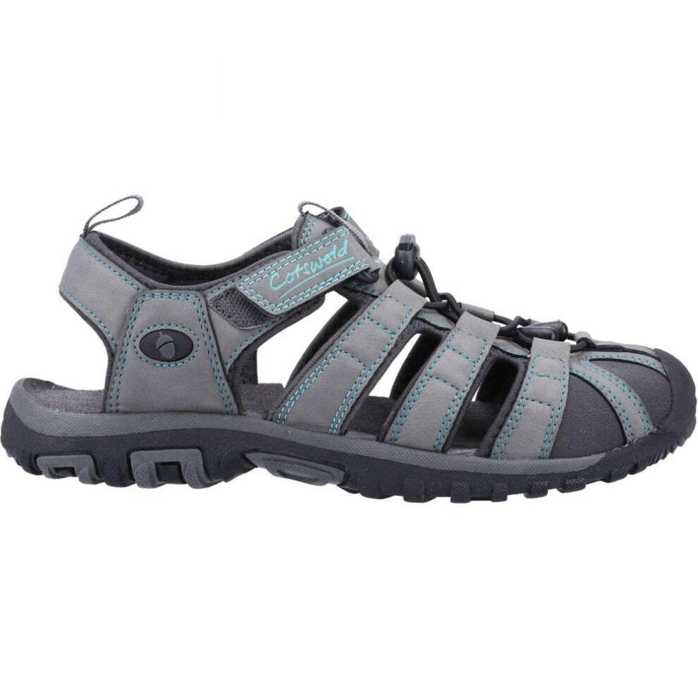 (3 (Adults'), Grey/Turquoise) Colesbourne Grey/Turquoise Womens Fisherman Style Sandals