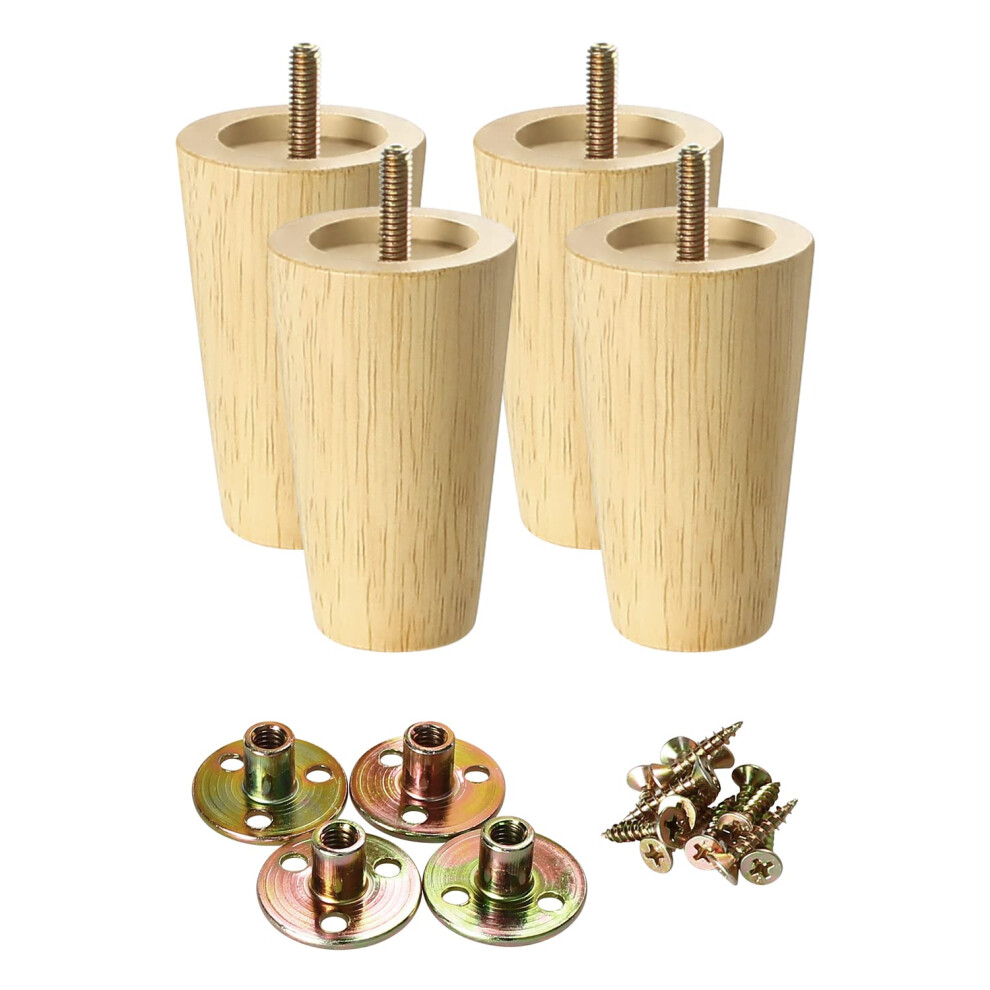 GOSCHE 4 Inch Round Solid Wood Furniture Feet  Wooden Sofa Legs Set of-image-OPC-PFM7HPC-NEW