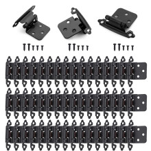 50 Pcs Matte Black Overlay Cabinet Door Hinges 1/2"" Overlay Self Clo