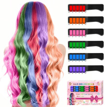 6 kleuren nieuwe haarkrijtkam Tijdelijke heldere wasbare haarkleurverf voor kinderen Wasbare haarkrijt voor meisjes van 4 5 6 7 8 9 10 Nieuwjaar Verj