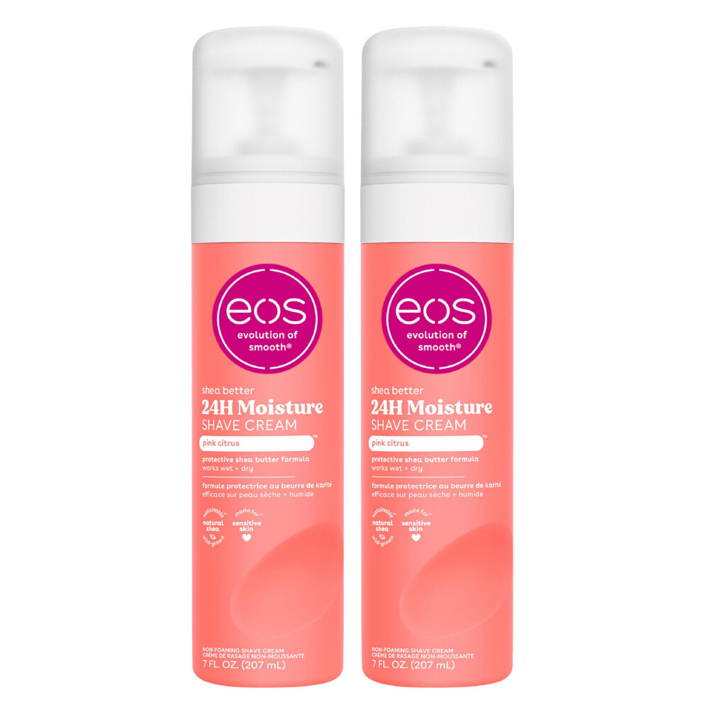 eos Shea Better Shaving Cream- Pink Citrus  Women's Shave Cream  Skin Care  7 Fl Oz (Pack of 2)