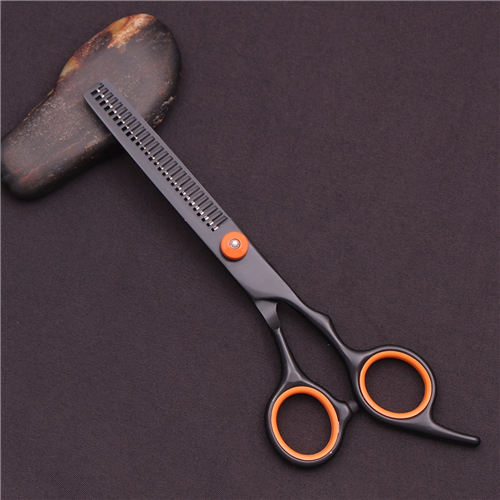 (Black blue) 6'' Hair Scissors Thinning Hairdressing Razors Com Set 2