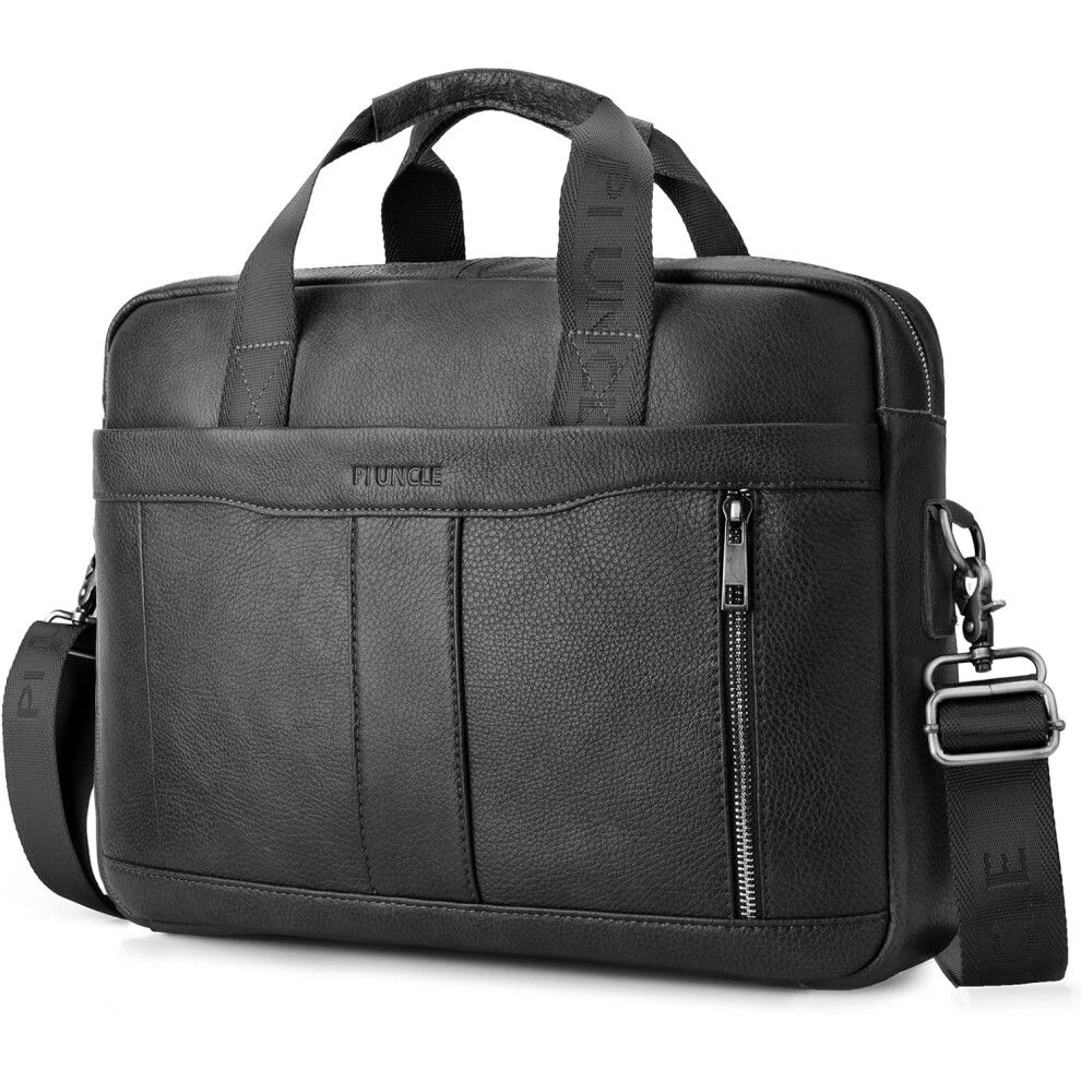 (012-black(15.6 Inch)) Laptop Bag for Men Leather 15.6 Inch Laptop Briefcase Laptop Case Gifts for Men Laptop